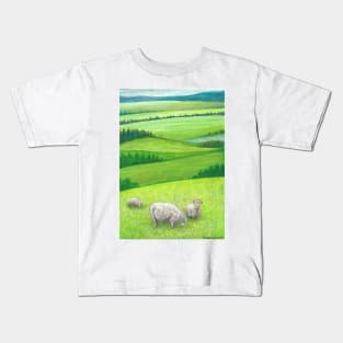 Farmland Field of Sheep Kids T-Shirt